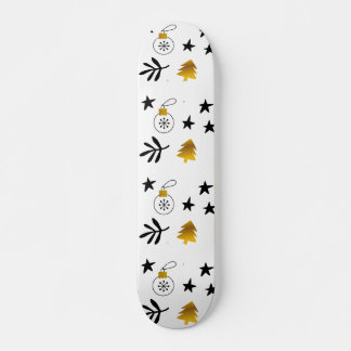 Golden Christmas Pine Tree Star und Ornamente Skateboard
