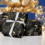 Golden Christmas Rentier Geschenkpapier<br><div class="desc">Weihnachtsgeschenk Wrap. ⭐ 99% meiner Designs in meinem Geschäft sind in Schichten gemacht. Damit können Sie die Größe und den Text der Grafik und des Textes so anpassen, dass sie perfekt zu jedem Produkt passen. 📌 (Bitte vergewissern Sie sich vor der Bestellung, dass Sie die Größe der Grafik ändern oder...</div>