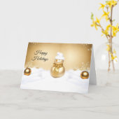Golden Christmas Snowman Holiday Card Karte (Gelbe Blume)
