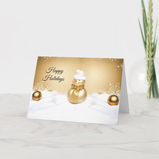 Golden Christmas Snowman Holiday Card Karte (Vorderseite)