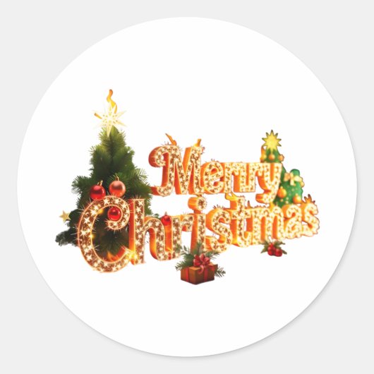 Golden Christmas Sparkle - Festlicher Baum Runder Aufkleber (Vorderseite)