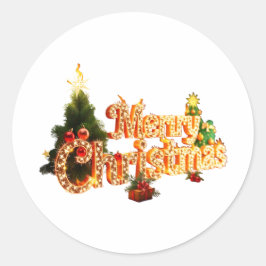 Golden Christmas Sparkle - Festlicher Baum Runder Aufkleber