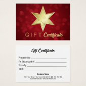 Golden Christmas Star Red Bokeh Geschenkkarte (Vorne & Hinten)