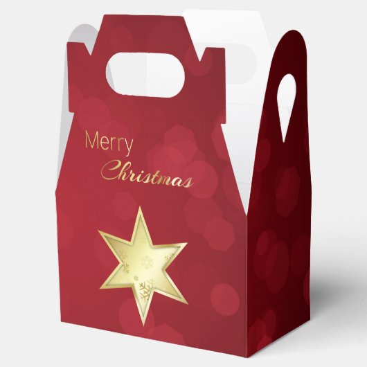 Golden Christmas Star Red Bokeh Geschenkschachtel (Geöffnet)