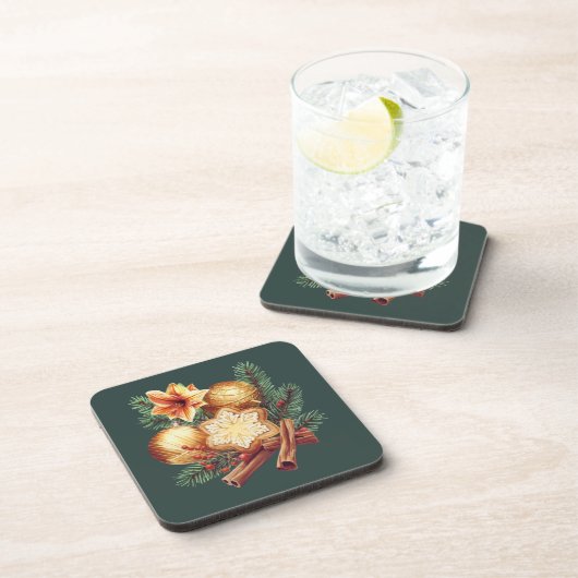 Golden Christmas Star with Cinnamon Getränkeuntersetzer (Rechte Seite)