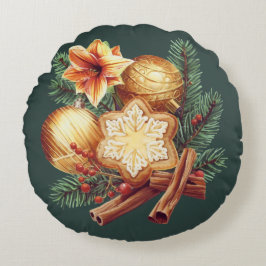 Golden Christmas Star with Cinnamon Rundes Kissen