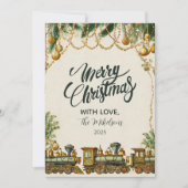 Golden Christmas Train Feiertagskarte (Vorderseite)