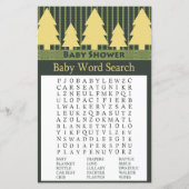 Golden Christmas Tree Baby Shower Word Search Game (Vorderseite)
