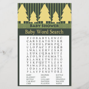 Golden Christmas Tree Baby Shower Word Search Game