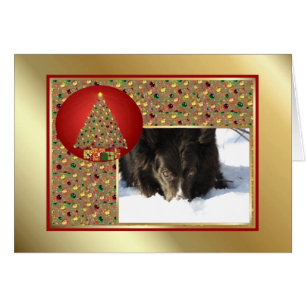 Golden Christmas Tree Custom Foto Card