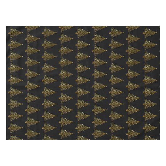 Golden Christmas Tree Designer Tablecloth - Klein Tischdecke (Vorderseite (Horizontal))