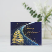 Golden Christmas Tree Feiertagspostkarte (Stehend Vorderseite)