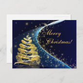 Golden Christmas Tree Feiertagspostkarte (Vorne/Hinten)