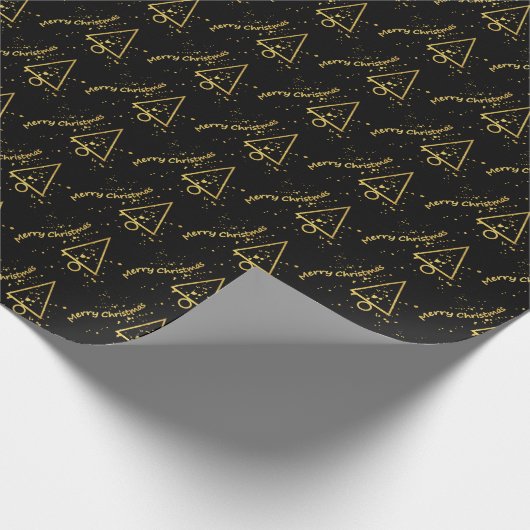 Golden Christmas Tree Geometric Pattern Geschenkpapier (Ecke)