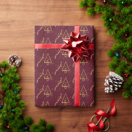 Golden Christmas Tree Geometric Pattern Geschenkpapier