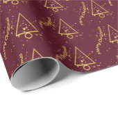 Golden Christmas Tree Geometric Pattern Geschenkpapier (Rolleneckpunkt)