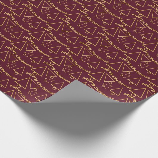 Golden Christmas Tree Geometric Pattern Geschenkpapier (Ecke)