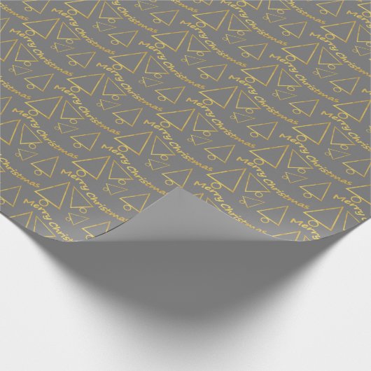 Golden Christmas Tree Geometric Pattern Geschenkpapier (Ecke)