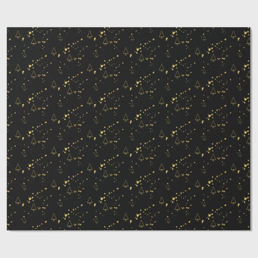 Golden Christmas Tree Geometric Pattern Geschenkpapier (Flach)