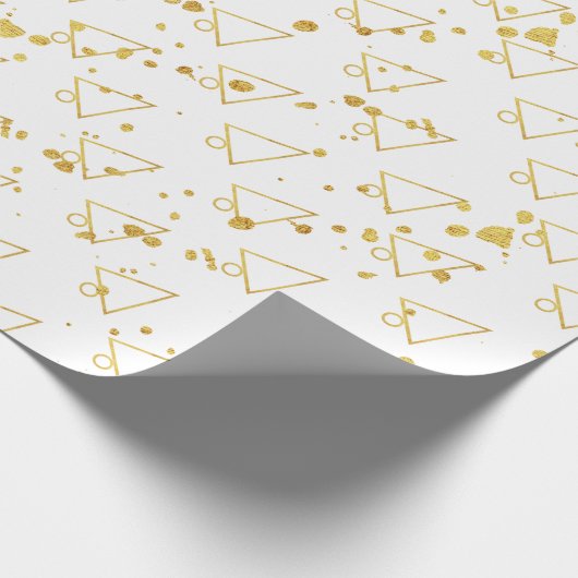 Golden Christmas Tree Geometric Pattern Geschenkpapier (Ecke)