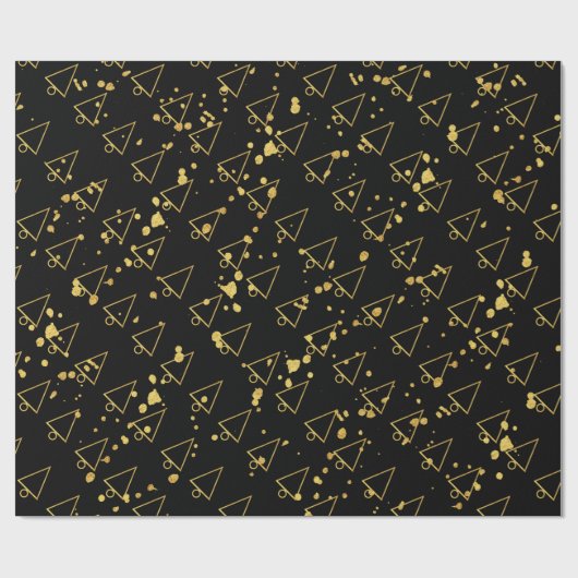 Golden Christmas Tree Geometric Pattern Geschenkpapier (Flach)