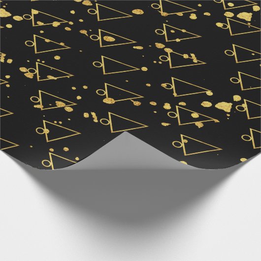Golden Christmas Tree Geometric Pattern Geschenkpapier (Ecke)