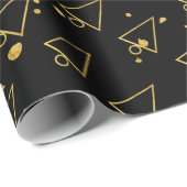 Golden Christmas Tree Geometric Pattern Geschenkpapier (Rolleneckpunkt)