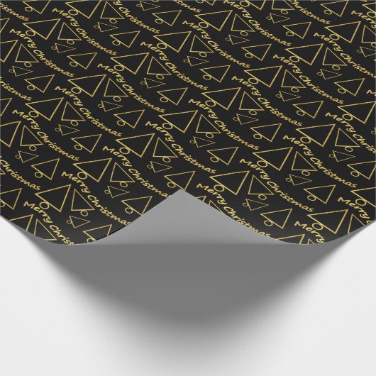 Golden Christmas Tree Geometric Pattern Geschenkpapier (Ecke)