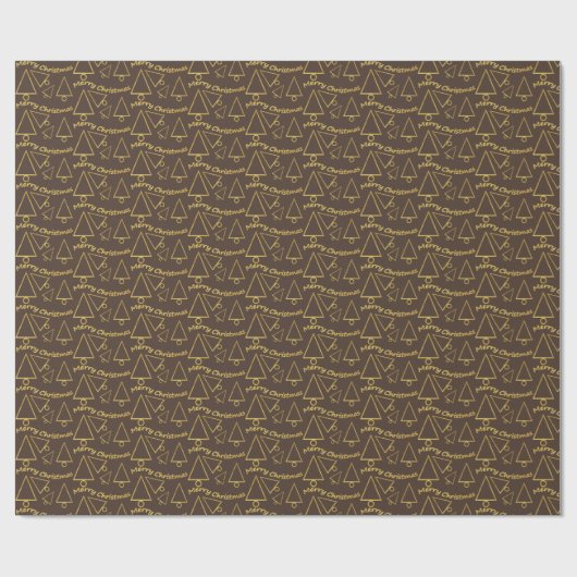 Golden Christmas Tree Geometric Pattern Geschenkpapier (Flach)