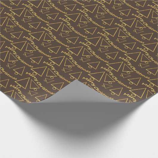 Golden Christmas Tree Geometric Pattern Geschenkpapier (Ecke)