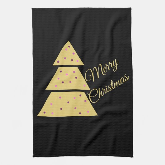 Golden Christmas Tree Geschirrtuch (Vertikal)