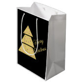 Golden Christmas Tree Gift Bag Mittlere Geschenktüte (Rückseite Schrägansicht)