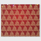 Golden Christmas Tree Holiday Simple Red Geschenkpapier (Flach)