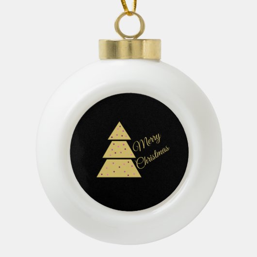 Golden Christmas Tree Keramik Kugel-Ornament (Vorderseite)