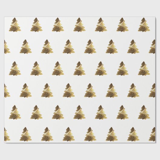 Golden Christmas Tree Muster mit Kerzen Elegant Geschenkpapier (Flach)