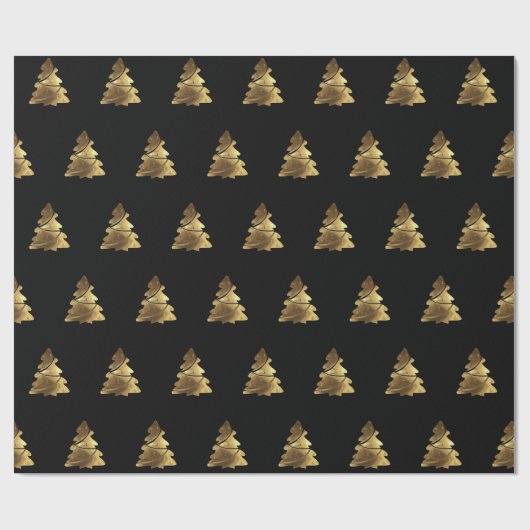Golden Christmas Tree Muster mit Kerzen Elegant Geschenkpapier (Flach)