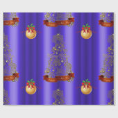 Golden Christmas Tree on Blue Geschenkpapier (Flach)