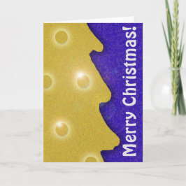 Golden Christmas Tree on Blue mit Text Feiertagskarte