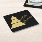 Golden Christmas Tree Paper Coaster Rechteckiger Pappuntersetzer (angewinkelt)