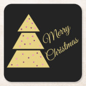 Golden Christmas Tree Paper Coaster Rechteckiger Pappuntersetzer (Vorderseite)