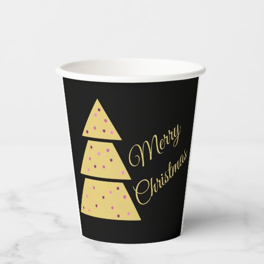Golden Christmas Tree Paper Cup Pappbecher (Vorderseite)