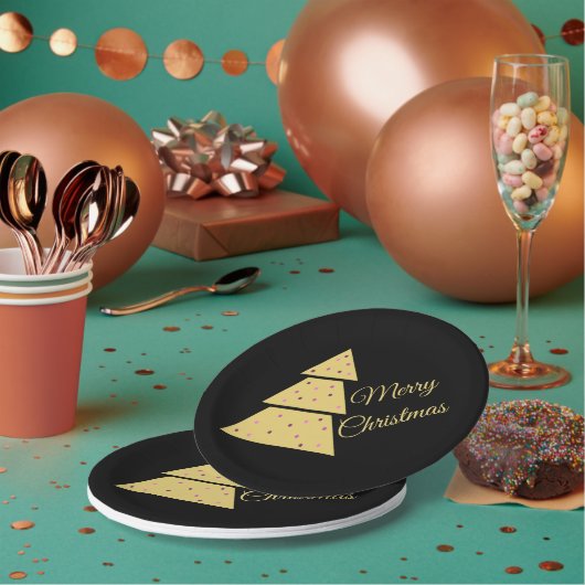 Golden Christmas Tree Paper Plate Pappteller (Multi)
