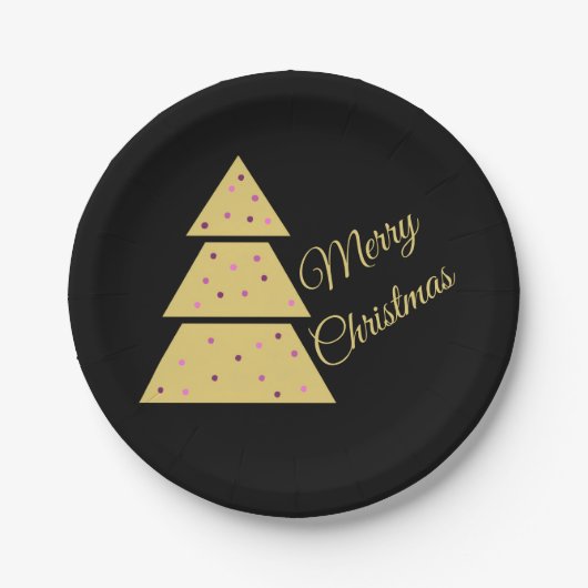Golden Christmas Tree Paper Plate Pappteller (Vorderseite)