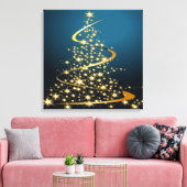 Golden Christmas Tree Premium Wrapped Canvas Leinwanddruck (Insitu (Wohnzimmer))