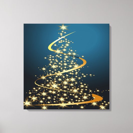Golden Christmas Tree Premium Wrapped Canvas Leinwanddruck (Vorderseite)