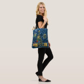 Golden Christmas Tree & Presents Blue Imitats Glit Tasche (Am Model)