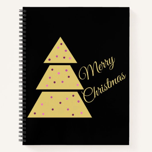 Golden Christmas Tree Spiral Notebook Notizblock (Vorderseite)