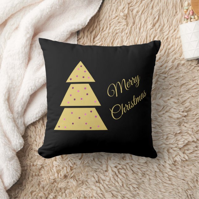 Golden Christmas Tree Throw Pillow Kissen (Decke)