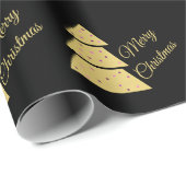Golden Christmas Tree Wrapping Paper Geschenkpapier (Rolleneckpunkt)