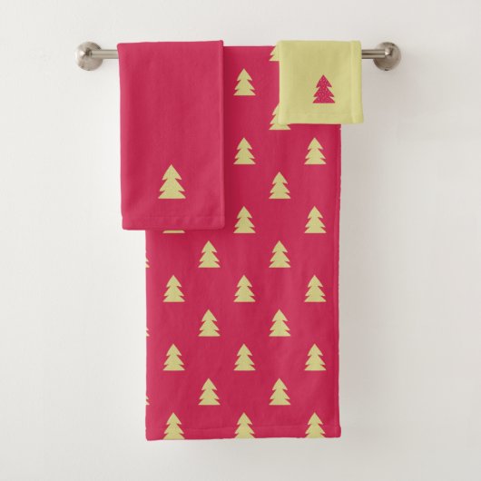 Golden Christmas Trees Badhandtuch Set (Insitu)